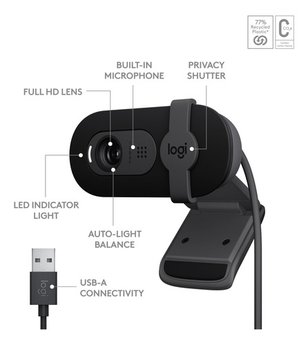 Cámara Web Logitech Brio 101 Full Hd 1080p Para Reuniones Y