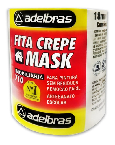 Fita Crepe Para Pintura Sem Residuos 18mm X 50m - 6 Rolos