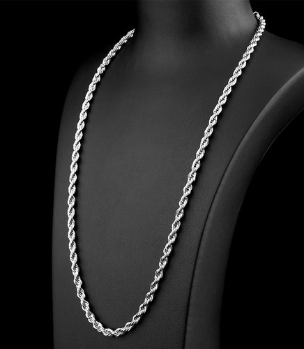 Imagem 3 de 5 de Corrente Cordão Torcido Masculino 70 Cm Aço Inox Cirúrgico