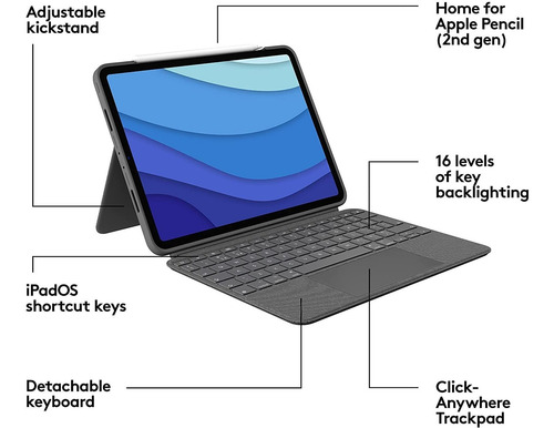 Funda Con Teclado Logitech, Combo Touch iPad Pro De 11''