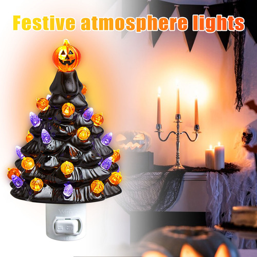 X Árbol De Halloween De Cerámica Led Para Escritorio, Diseño