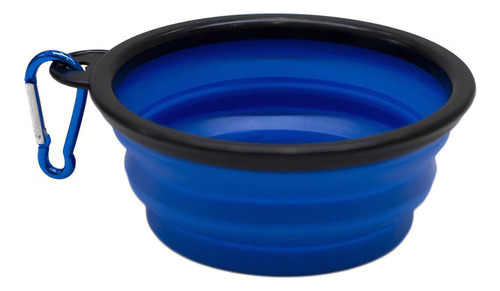 Bowl Silicona Mascotas Bebedero Comedero Plegable Con Gancho Color Azul