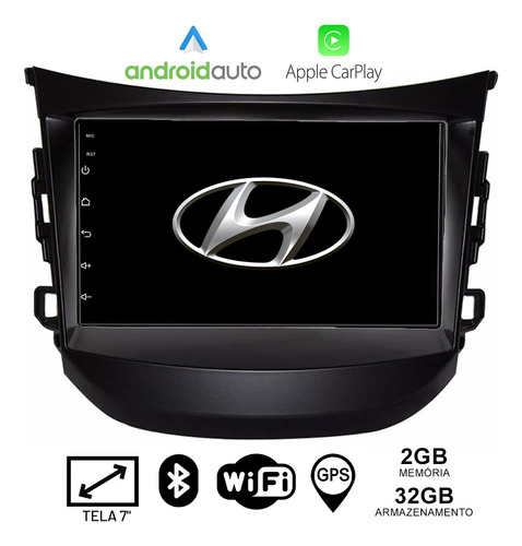 Multimídia Hb20 Carplay Android Wifi Gps Espelhamento Câmera