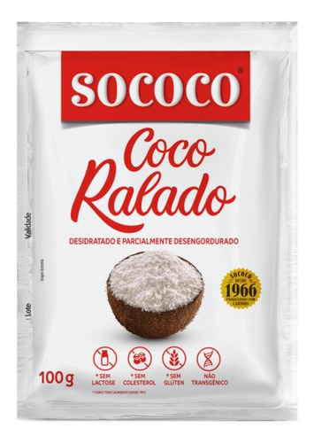 Coco Ralado Desidratado Sococo Pacote 100g