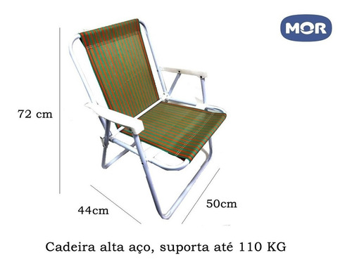 Cadeira Praia,piscina Mor Polietileno Aço 2002 Laranja/verde