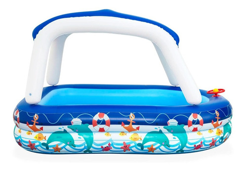 Imagen 2 de 7 de Alberca Inflable Infantil En Forma De Lancha/bote Con Techo