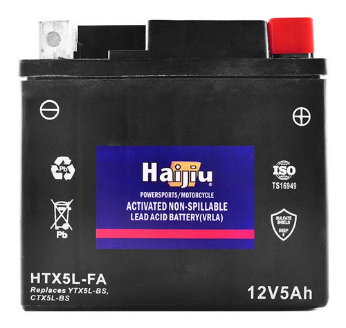 Imagen 1 de 9 de Batería Moto Haijiu Htx5l-fa Agm Gel Libre Mantenimiento