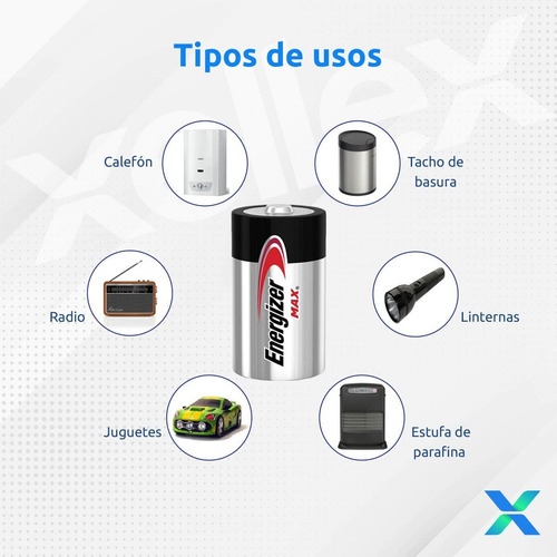 Pila D E95 Energizer MAX D Grande Alcalina - Blister 2 Unidades
