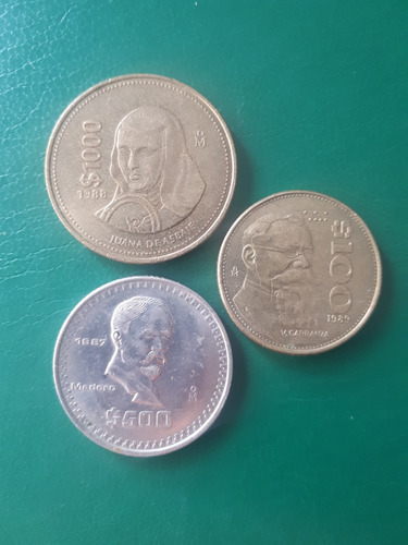 México 1987 $ 1000 $500 $100 Excelente (Usado)