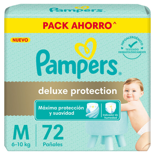 Pañales Pampers Deluxe Protection M X72 Unidades Pack Ahorro