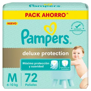 Pañales Pampers deluxe protection M x 72 unidades