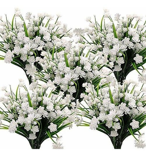 Flores Artificiales Para Exterior 10 Paquetes  Color Blanco