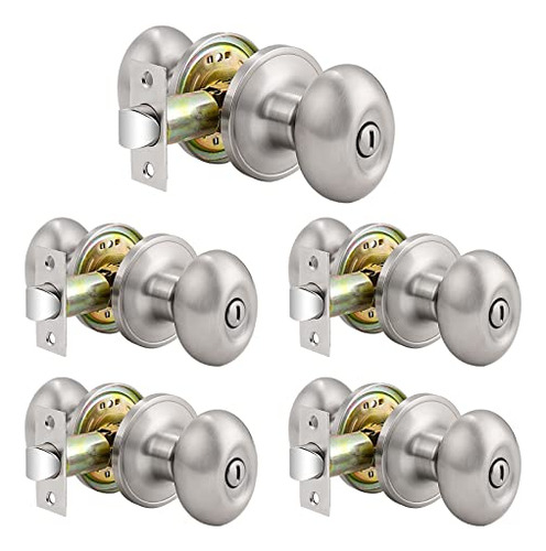 Manillas De Puerta Ovaladas Probrico, Nquel Cepillado, Cerra