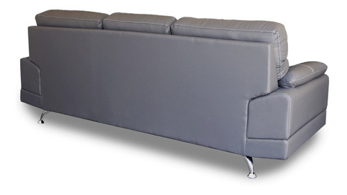 Sofa De Piel - Dublin - Conforto Muebles Color Gris Oxford