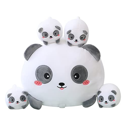 Peluche De Mamá Panda 4 Pandas Bebé, Súper Suave Muã...