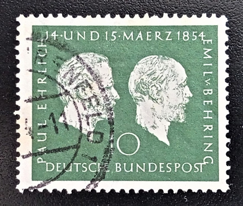 Alemania, Sello Mi 197 Ehrlich - Behring 1954 Usado L17610