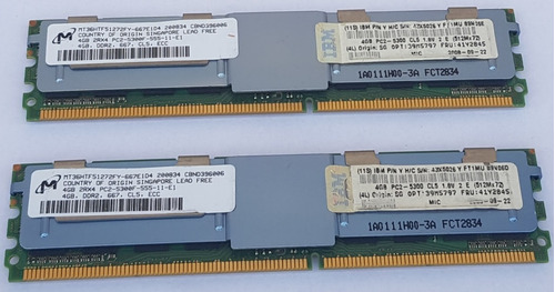 Memória Ibm 8gb Pc2-5300f Ddr2 667 Cl5 Ecc Servidores 2x4