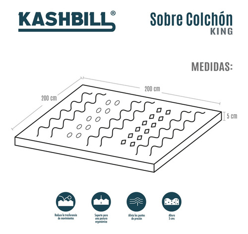 Colchoneta Kashbill Memory Foam, 7 Zonas, 5 Cm King Size