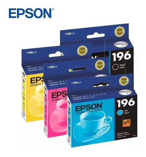 Combo Epson Original 197 Negro + 196 Colores Para 401 201