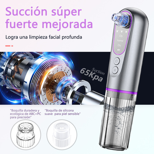 Removedor De Espinillas Maquina Ultra Micro Agua Limpiador Succión 5 Sondas Kit Belleza USB, Extractor Eléctrico Succionador, Limpiador de Belleza y Kit de Limpieza Facial, 5 Niveles de Succión