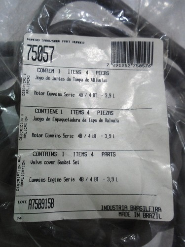 Junta Tampa Valvula F250 F350 F4000 C814 Cummins 4bt 4cc
