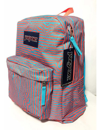 Mochila Jansport Superbreak Disruption Js00t50133r Color Terracota/Agua Diseño de la tela Estampada