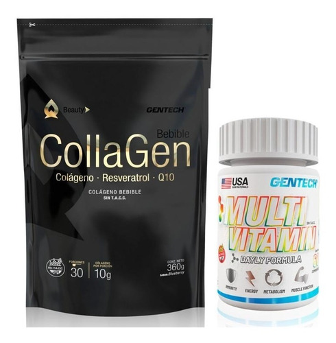 Combo Gentech Collagen Coenzima Q10 + Multivitaminico 60tabs