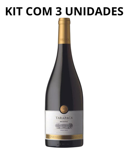Vinho Chileno Tarapacá Pinot Noir Reserva 750ml Kit Com 3