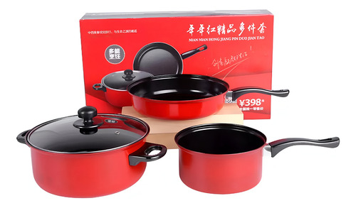Batería De Cocina De Olla Y Sartenes, 4 Piezas, Práctica