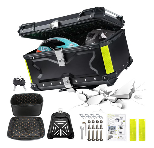 Motocicleta Caja Para Moto Top Case Maletero Aluminio 65l Negro