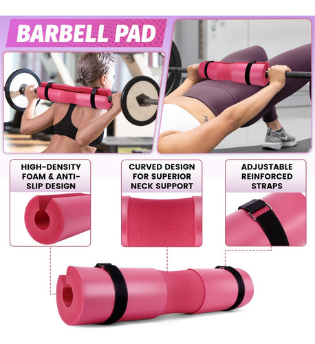 Juego De Almohadillas De Barra De Gimnasio Para Sentadillas Rosado