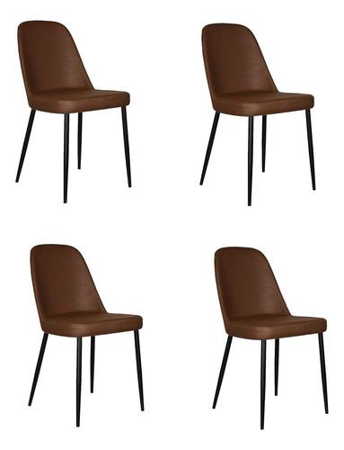 Set Sillas Mundo In Bohemia 4 Sillas Comedor Sala Moderna Color de la estructura de la silla Negro Color del asiento Café