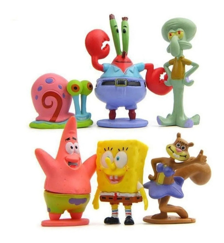 Set Figuras Bob Esponja, Patricio Estrella Y Amigos (6uni)