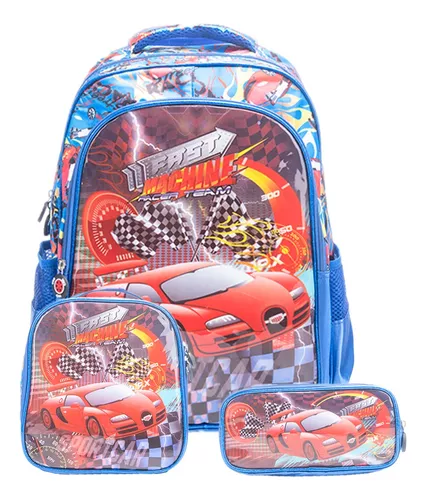 Kit Mochila Infantil Blaze Monster Machine Carro Rodinhas G