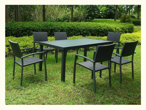 Juego De Jardin Sillas Sillones Mesa 7 Pzas Simil Ratan