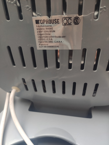 Estufa Electrica A Cuarzo 2 Potencias - Cuarzos A Reponer Gris (Usado)