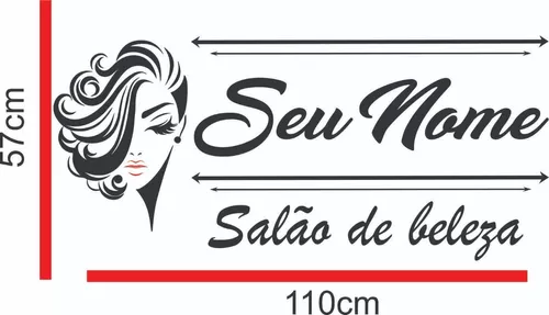 Adesivo Salão De Beleza Seu Nome Porta Parede Estética 01