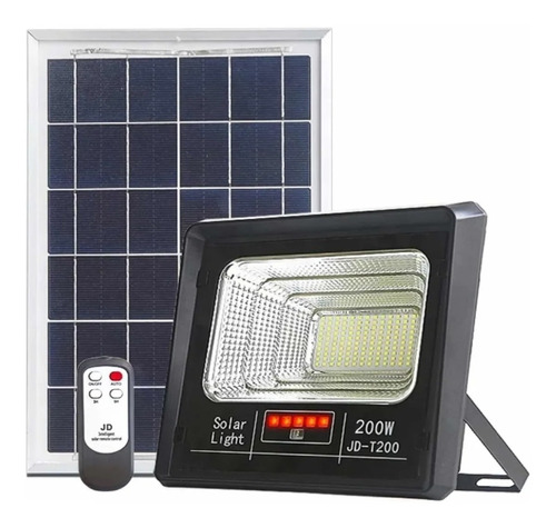 Foco Solar 200w + Panel Solar + Control + Kit De Instalacion