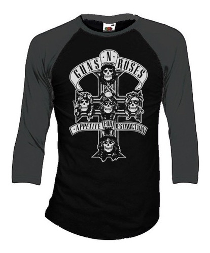 Guns N Roses Playera Manga 3/4 Para Hombre Y Mujer