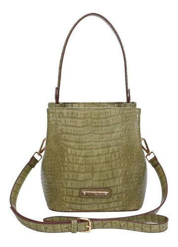 Bolsa Transversal Pequena Fellipe Krein Aw22 Croco - Verde