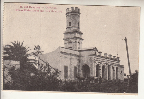 1920 Postal Concepcion Del Uruguay Obra Hidraulica En El Rio