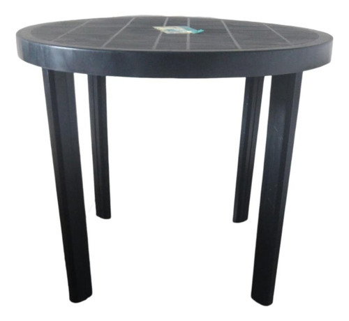 Mesa redonda de plástico Guinea Preta de 90 cm con 4 asientos, color negro