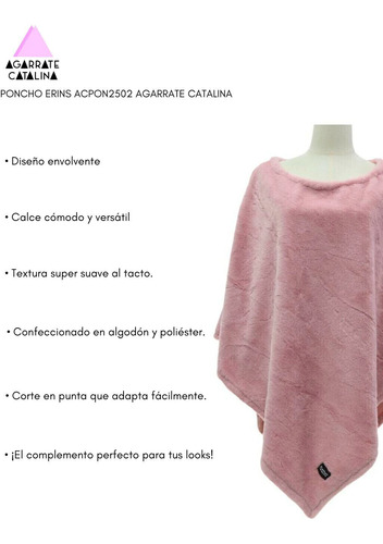 Ruana Pashmina Bufandon Poncho De Mujer Agarrate Catalina Negro Negro Adulto