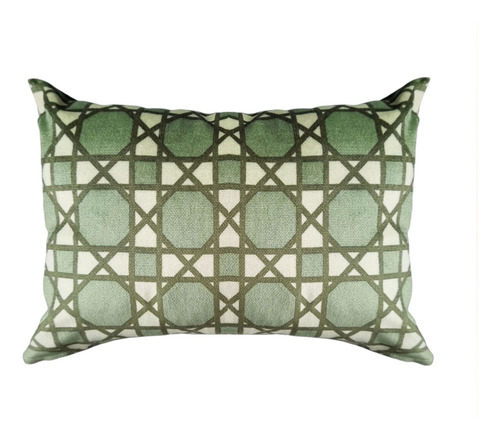 Almohadón De Pana Geo- 45x30 Cm - Escarabeo- Verde Estampado