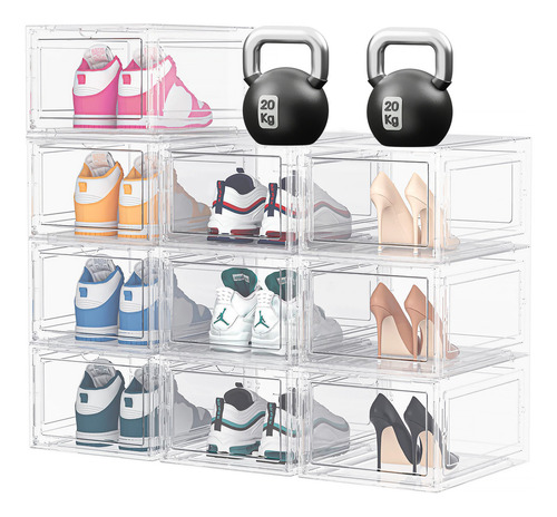 Adeske Cajas Organizadoras Zapatos Apilables Almacenaje 10 Piezas Color Transparente