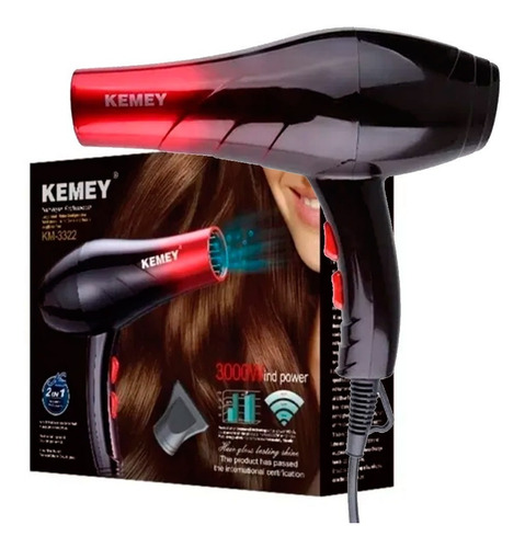 Secador Pelo Pelo Profesional Kemei Km-3322 1800w 2 Vel