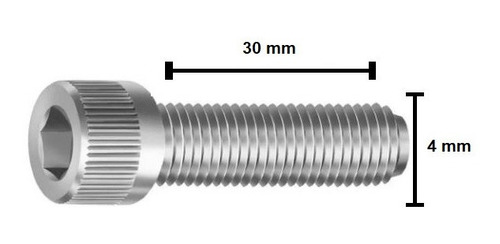 Parafuso Allen Cil Inox M4x30 Unc Inoxidavel 304 15 Pecas