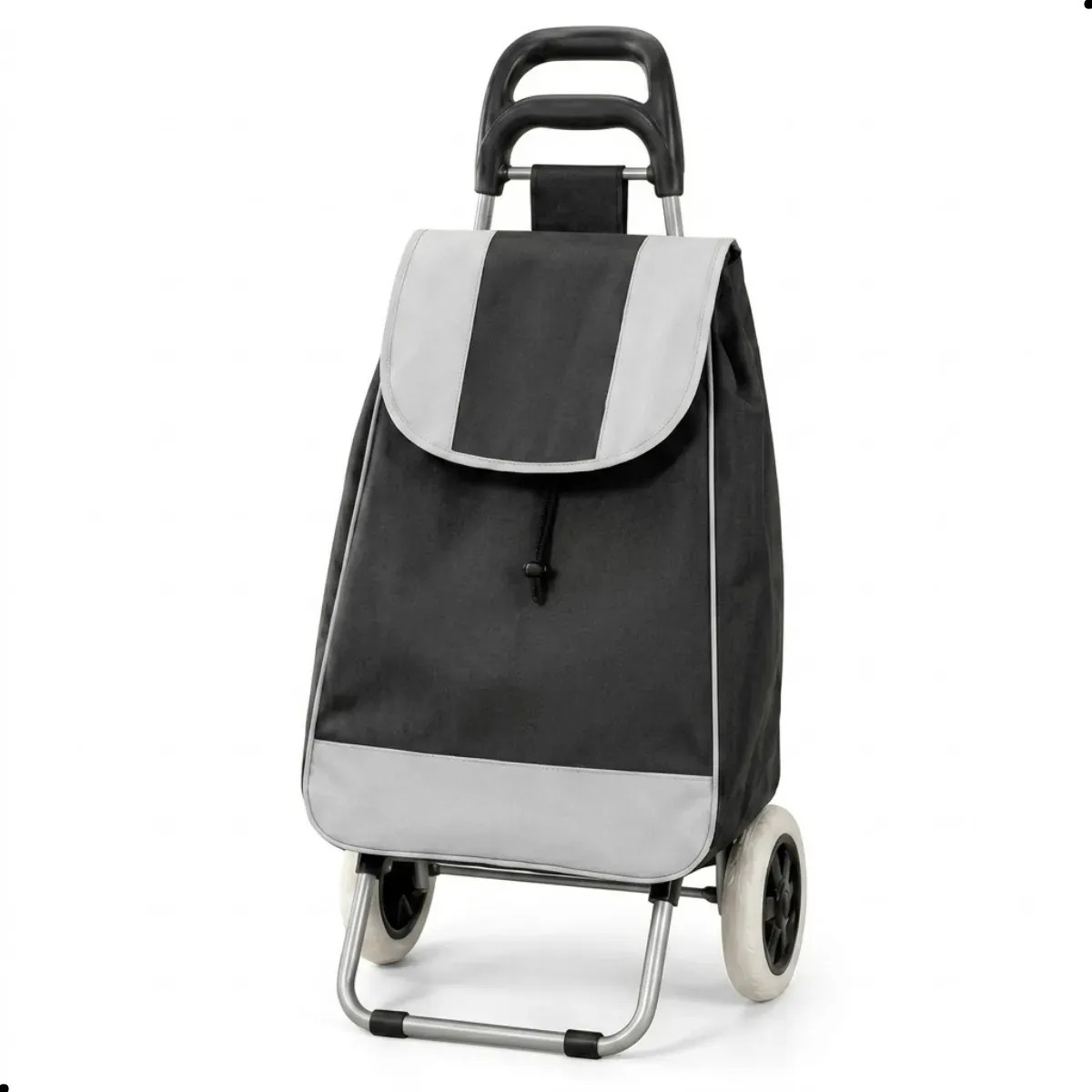 Carrinho De Compras Feira Preto Dobrável Reforçado Com Rodas Resistentes Multiuso Portátil Para Mercado Supermercado Lavanderia Transporte Prático