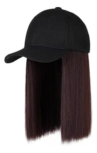 Wh Peluca Pelo Corto Y Liso, Gorra Seda, Béisbol