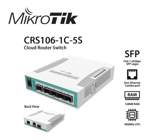Cloud Router Switch Mikrotik Crs106-1c-5 5+1 Puertos Sfp Fo